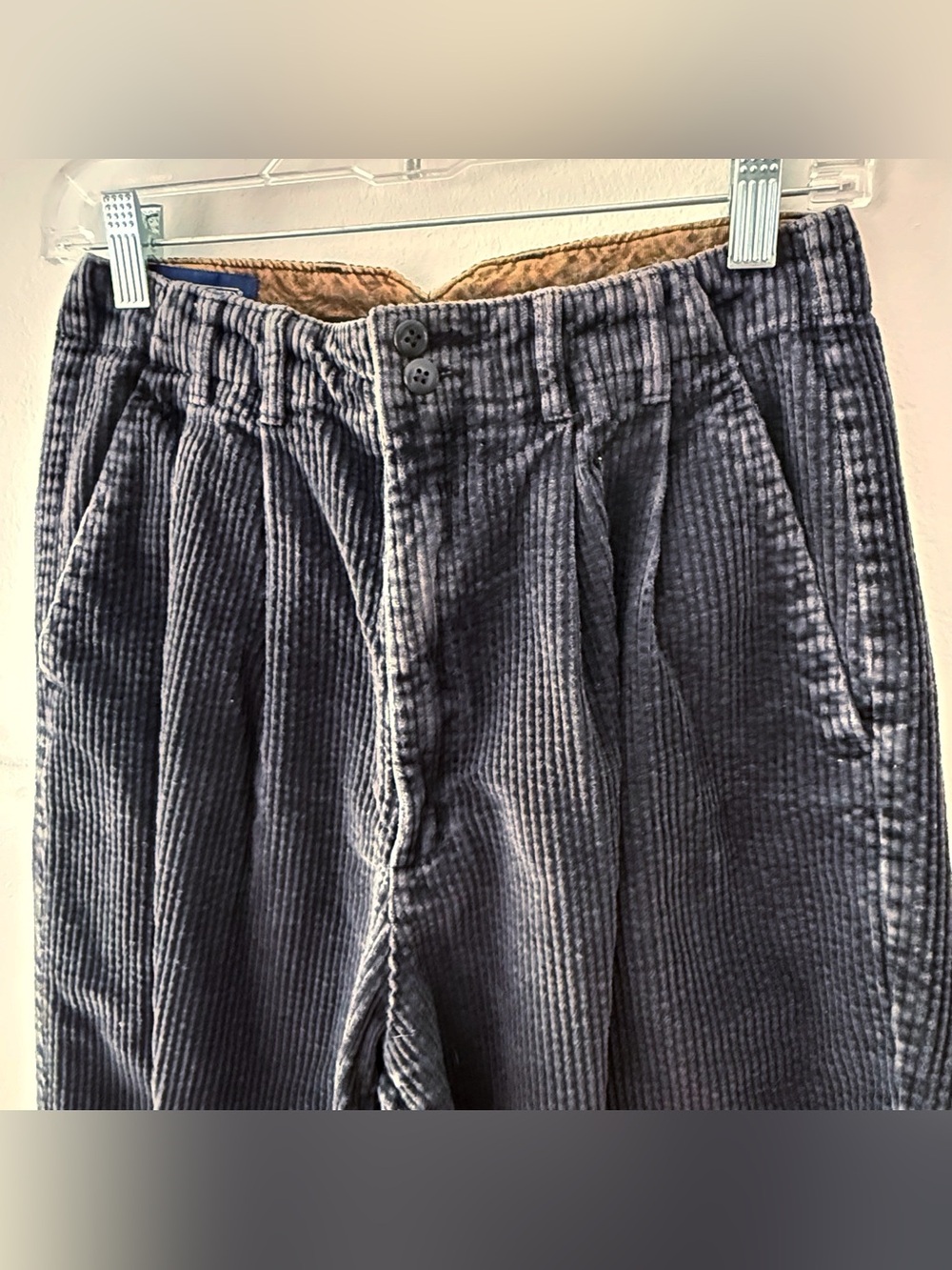 Vintage Women 100% Cotton High Rise Pleated Corduroy Pants Size 10 Dark Academia - Picture 2 of 7